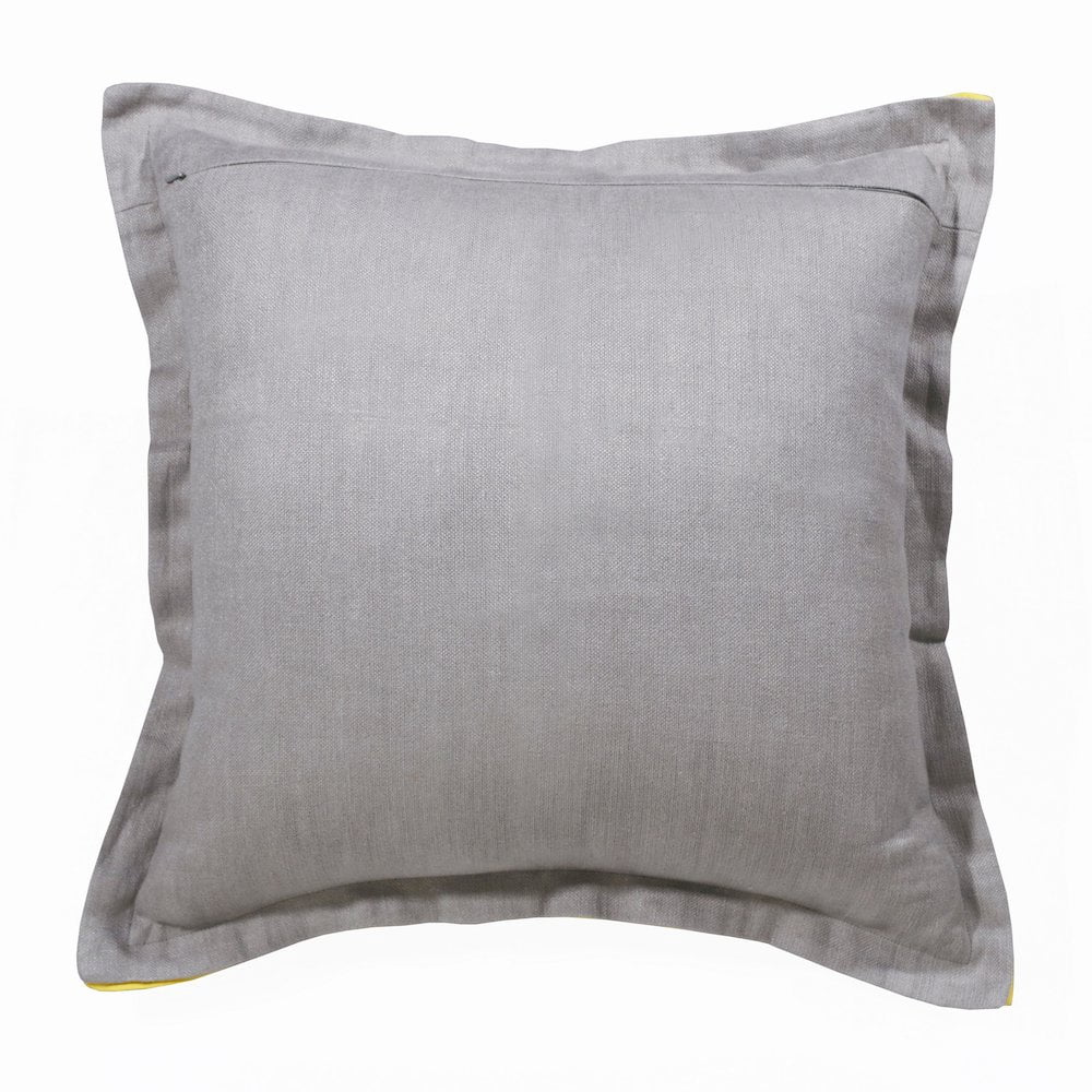 LR Home Estate Linen Poly Filled Pillow in Gray/Yellow, 20" x 20"