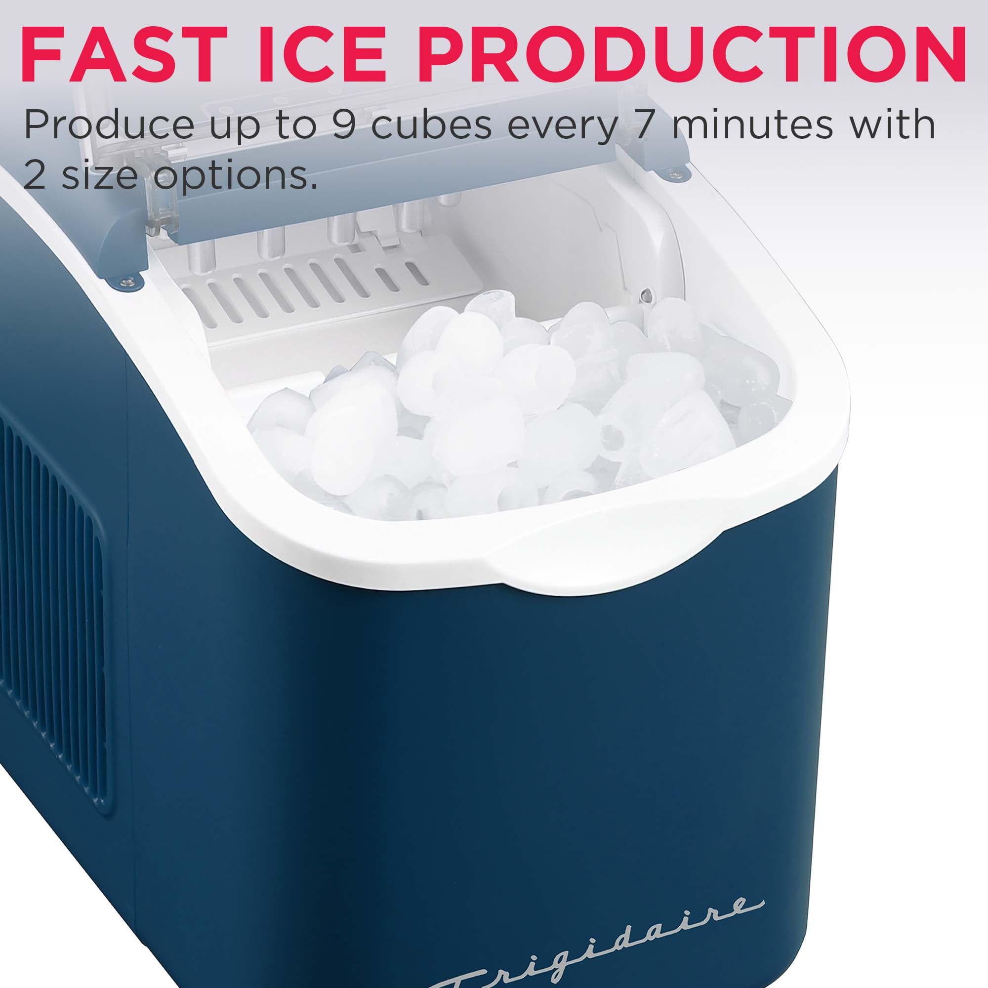 Frigidaire 26 Lbs. Countertop Bullet Ice Maker, Retro Ice Machine with Touch Controls, Navy