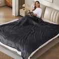 thumbnail image 2 of SUNNY HEAT Electric Heated Blanket Flannel 90" x 100" King Size-4 Heating Settings & 10 Hours Auto Off, Cozy Machine Washable-Dark Grey, 2 of 7