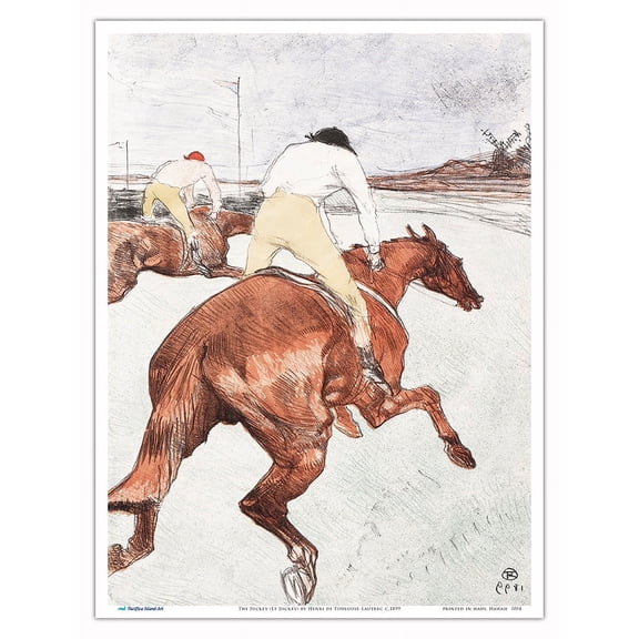 The Jockey (Le Jockey) - From an Original Color Lithograph by Henri de Toulouse-Lautrec c.1899 - Master Art Print (Unframed) 9in x 12in