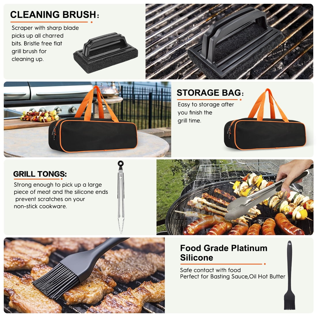 Mibote 15PCS Griddle Accessories Kit, Flat Top Grill Accessories Set for Blackstone and Camp Chef, Grill Spatula Set with Enlarged Spatulas, Scraper for Outdoor Barbecue