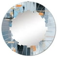 thumbnail image 2 of Designart "Interlocking Perspectives in Grey and Orange I" Cubism Round Wall Mirror - Modern Oval Printed Decorative Oversized Mirror - Multiple Color Options, 2 of 4