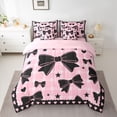 thumbnail image 2 of Castle Fairy Cartoon Girly Bowtie Twin Bedding Sets,Kawaii Plaid Bedding Comforter Set, 2 of 8