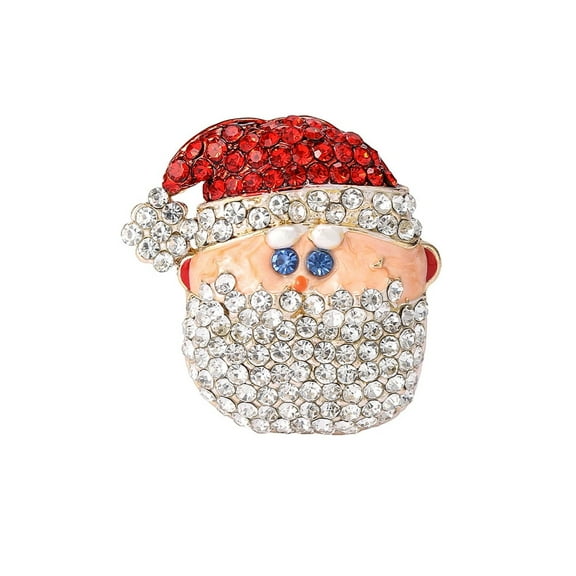 Rhinestone Santa Claus Lapel Brooch Pin for Women Crystal Cute Ornament Christmas Festival Pins Sweater Suit Dress Accessories Brooches Holiday Party Jewelry Gifts