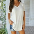 thumbnail image 4 of Women's Jersey Relaxed-Fit Short-Sleeve V-Neck Longline T-Shirt, 4 of 5
