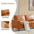 thumbnail image 4 of Veryke PU Leather Sofa Set, 3 Seat Couch & Love Seats, Upholstered Sofa with Straight Armrests, Solid Wood Frame - Brown, 4 of 10