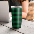 thumbnail image 4 of 20oz Insulated Tumbler Travel Coffee Tumbler with Lid Cup Holder Friendly Travel Coffee Mug Stainless Steel Thermos 20 Oz Tumbler Reusable Insulated Coffee Mug with Lid (Black and Green Checked ), 4 of 7
