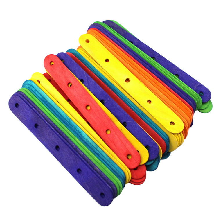 50pcs Colored Popsicle Sticks Natural Wood Craft Sticks Sticks