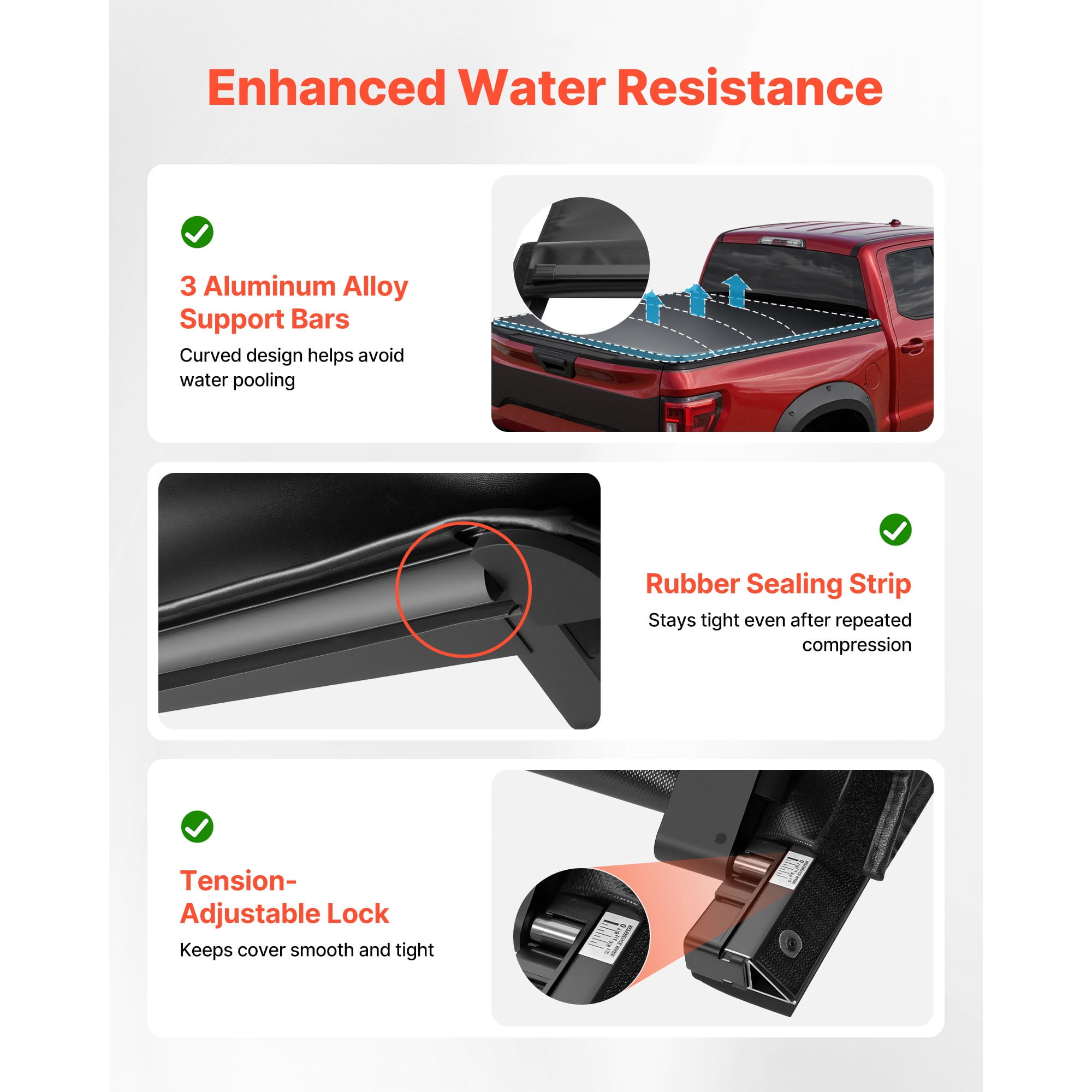 KFFKFF Soft Roll-Up Truck Bed Cover, Compatible with 2015-2025 Chevy Colorado/GMC Canyon Crew Cab Short Bed, Designed for 5.2 ft (62 in) Beds, Durable PVC Cover with Aluminum Support Bars