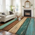 thumbnail image 3 of 8x10 Area Rugs for Living Room, Teal Turquoise Wooden Non Slip Area Rugs for Kitchen Bedroom Entryway, Rustic Retro Farmhouse Western Country Washable Carpet Runner Rug Floor Mats for Bedroom, 3 of 9