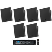 6) JBL SLP12/T-BK Sleek Low-Profile On Wall Mount 3" 70v Commercial Speakers+Amp