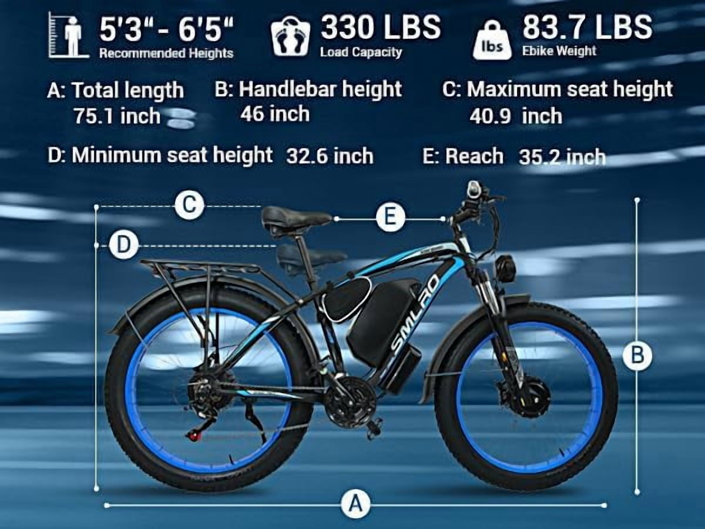 5000W Peak Dual Motor Ebike, 52V 30AH Battery Electric Bike for Adults, 7-Speed 40MPH AWD Ebike Mountain Snow E-Bike with 26" x 4.0 Fat Tire MTB Hydraulic Disc Brake for Off-Road Snow