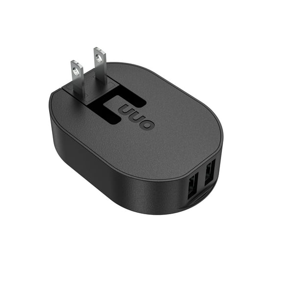 onn 24W Dual USB-A Port Wall Charger with 3ft Lighting Cable to USB, MFI Certified, Foldable Plug, Black - Compatible with iPhone 14/13/12/11/X/XR/XS/8/7/6/5, iPad, Airpods, and more