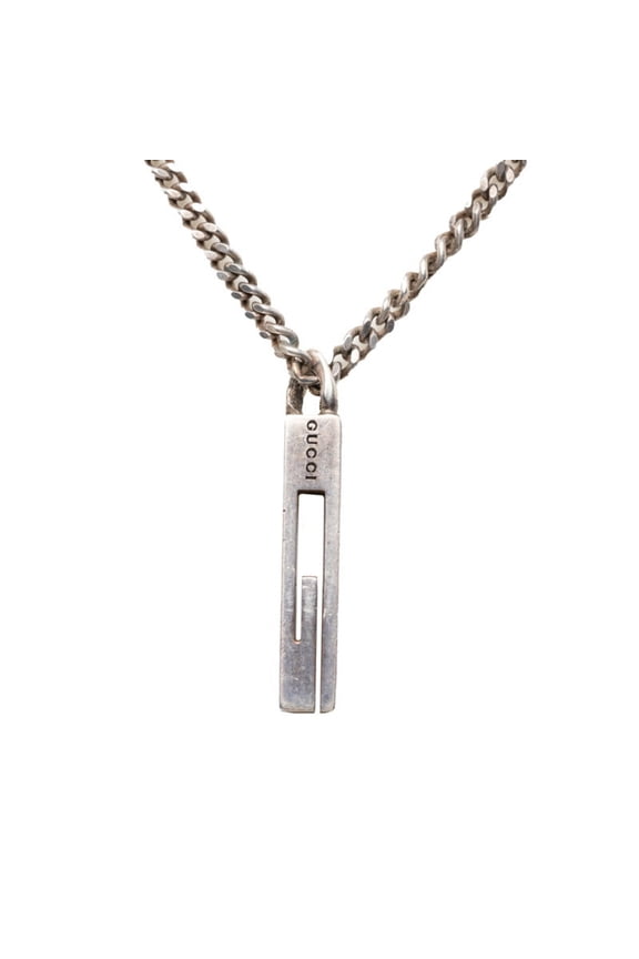 Pre-Owned Gucci Cutout G G-Bar Chain Pendant Necklace SV925 Silver Women's GUCCI