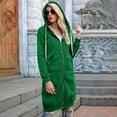 thumbnail image 6 of Baqcunre Plus Size Tops For Women Fashion Womens Casual Solid Color Long Sleeve Cardigan Hooded Mid Length Coat Tops For Women 2023 Hoodies For Women Green 5XL, 6 of 8