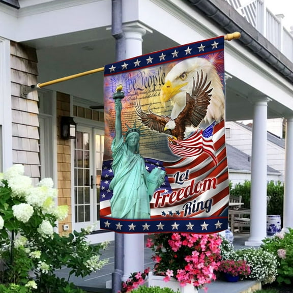 Flagwix American Flag Let Freedom Ring Eagle MLH1698F, Independence Day Decorations, Polyester Double-sided Printed House Flag