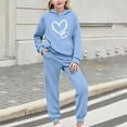 thumbnail image 3 of NAISIBABY Girls Outfit Sets 2-Piece, Long Sleeve Hoodie and Sweatpants Kids Fall Winter Fleece-lined Clothes Blue 10T, 3 of 5
