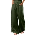 thumbnail image 2 of Wycnly Pants for Women Womens Loose Wide Leg Pants Casual Drawstring Elastic Waist Solid Trousers Plus Size Comfy Lightweight Leisure Wear Long Pants with Pocket, 2 of 6
