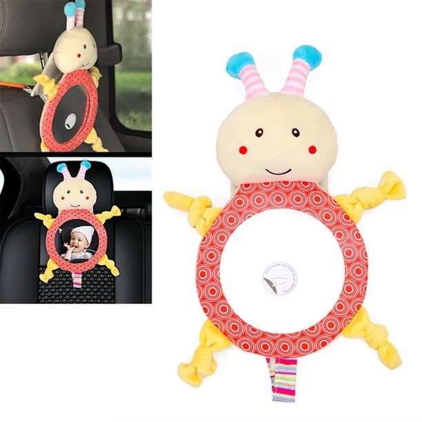 Espejo de bebé de dibujos animados con sonido chirriante BB fácil de colgar espejo de seguridad más fácil de conducir espejo de asiento de Hugo Espejo del asiento trasero