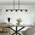 thumbnail image 3 of ACE-LIGHTS,Modern Industrial 5-Light Chandelier with Clear Glass Shades(Bulbs Not Included),Hanging Ceiling Light Fixture for Living Room,Dining Room,Kitchen Island(Black), 3 of 9
