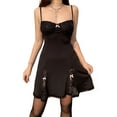thumbnail image 4 of Blotona Women Lace Patchwork Cami Dress Aesthetic Print Sexy See Through Skinny Slim Fit Sleeveless V Neck Backless Tie Up Dress, 4 of 9