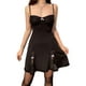 thumbnail image 1 of Txlixc Vestido de mujer, encaje de contraste, espaguetis sin mangas con arco de una pieza, negro Txlixc  moda, 1 of 9