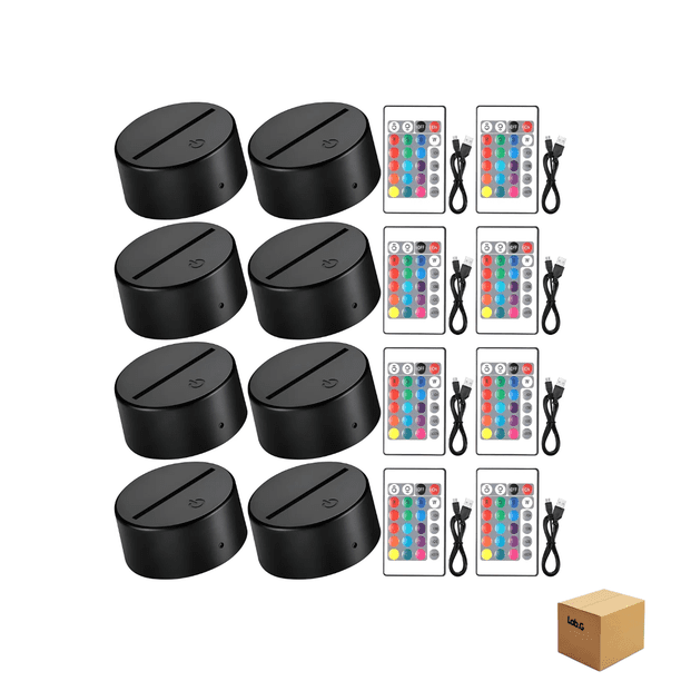 "Led Base De Luz Nocturna Con Control Remoto 0pzs Mezcla De Colores. Lab.G, Negro "