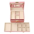 thumbnail image 3 of Unique Bargains 3 Layer Jewelry Box with Mirror for Women PU Leather Jewelry Organizer Red, 3 of 8