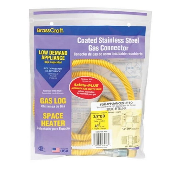 Brasscraft Gas Connector Coated Stainless Steel 48 " 1/2 " Mip X 3/8 " Mip Use With Dryer/Stove Bg