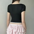 thumbnail image 2 of Cute Lace Stitching Cropped Top Women's Summer Short Sleeve T-shirt Y2K Aesthetic Slim-fitting Tees Coquette Cute Tops, 2 of 5