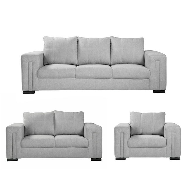 Sala 3-2-1 Dicasa Taos (Sofá, Love Seat y Sillón) Plata Full