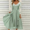 thumbnail image 4 of WTXUE Robe à Manches Longues, Robe Longue en Mousseline Patchwork à Col en V Ajourée pour Femme, Robes de Soirée Demoiselle d'Honneur Robe Décontractée, Robe en Tulle Femme, Robe en Maille, Robe Verte, 3# Vert m, 4 of 5