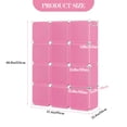 thumbnail image 7 of Modular Plastic Shoe Cabinet with Doors – 12-Cube Organizer, Transparent Panels & Dust-Proof Design for Entryway, Bedroom, Kids Room, Pink, 7 of 7