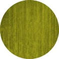 thumbnail image 1 of Ahgly Company Machine Washable Indoor Round Abstract Yellow Contemporary Area Rugs, 8' Round, 1 of 4