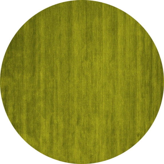 Ahgly Company Machine Washable Indoor Round Abstract Yellow Contemporary Area Rugs, 8' Round