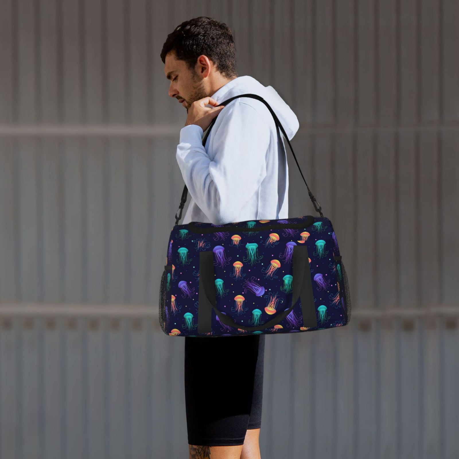 Fuzoiu Sea Jellyfish Print Travel Duffle Bag,Carry On Tote Bags,Duffel Bag,Sport Gym Bag, Hospital Bag for Labor and Delivery, Overnight Bag,Luggage Bag