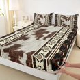 thumbnail image 4 of jejeloiu Vintage Cowhide Bed Sheets,Geometric Pattern Full Size Sheets For Boys,Brown Black,4 Pieces,1 Flat Sheet, 1 Fitted Sheet and 2 Pillowcases, 4 of 6