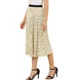 thumbnail image 4 of MODA NOVA Juniors Polka Dots Elastic High Waist Pleated  A-Line Swing Skirt Apricot XS, 4 of 6