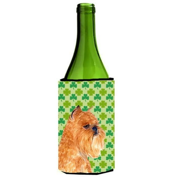 Brussels Griffon St. Patricks Day Shamrock Portrait Wine bottle sleeve Hugger - 24 oz.