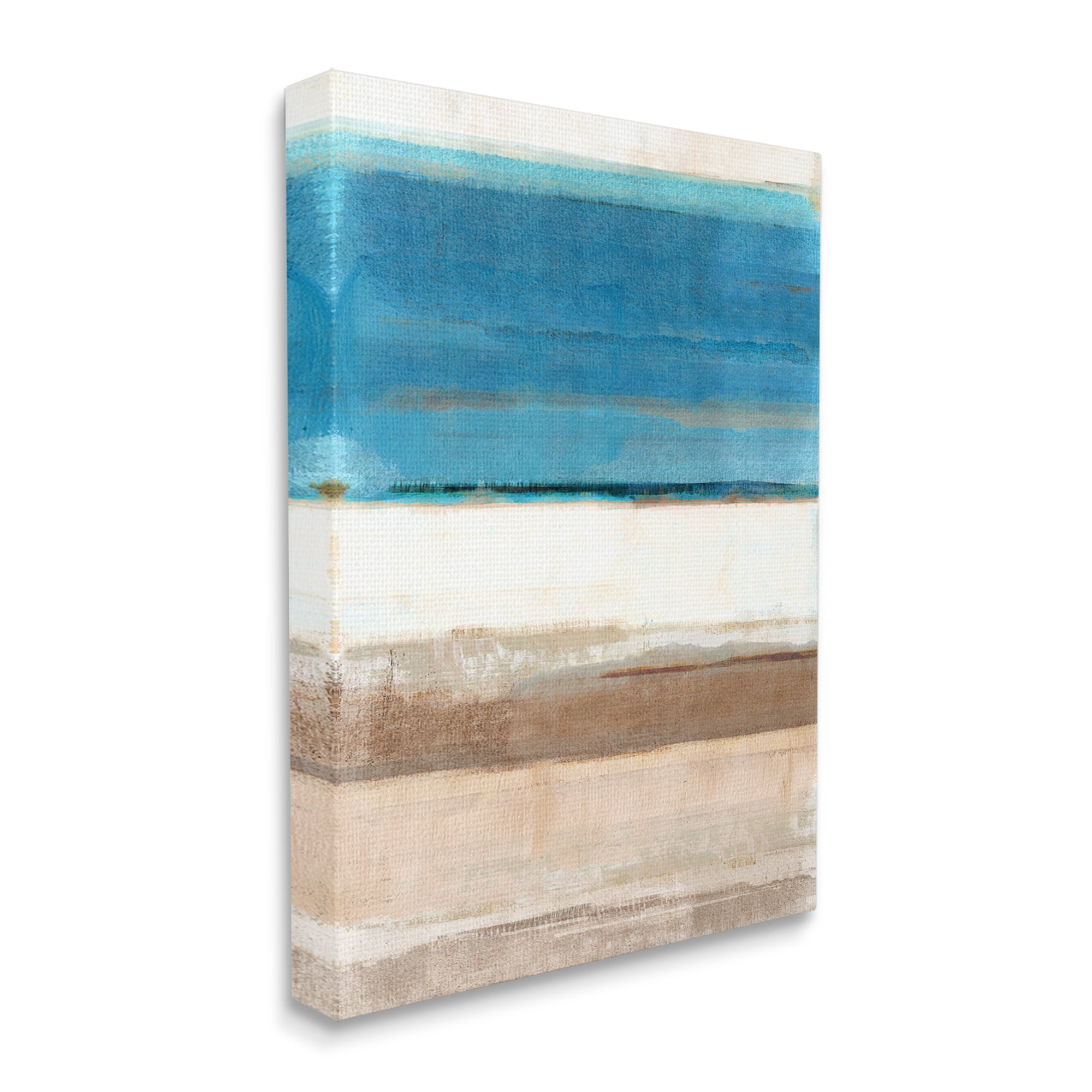 Stupell Industries Blue & Tan Abstraction Abstract Painting Gallery Wrapped Canvas Art Print Wall Art, 36 x 48