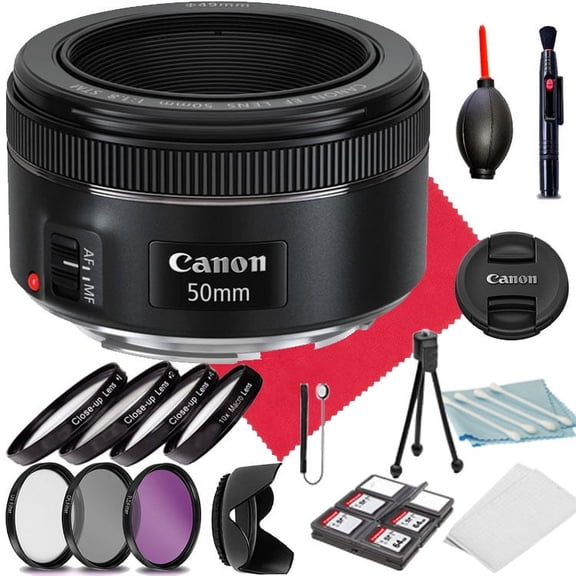 Canon EF 50mm f/1.8 STM Lens   Hood Macro Lens's COMMANDER Starter Cleaning Kit Filters