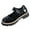 Black, variant on Mevxay Women's Fashion Casual Trend Classic Metal Chain Round Toe Low-Top British Style Leather Shoes Mid-Heel Shoes Brown Size 9