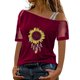 thumbnail image 1 of Gibobby Casual Playera de Manga Corta para Mujer Mujeres Impreso Hombro Tops Sexy Glitter Camisa manga corta Blusa Tops(Vino,G), 1 of 4