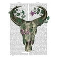 thumbnail image 2 of Fab Funky 26x32 White Modern Wood Framed Museum Art Print Titled - Cow Skull and Passion Flowers, 2 of 4