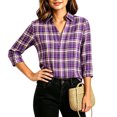 thumbnail image 4 of Warop Women's 3/4 Sleeve Plaid V Neck Blouse Shirt Lightweight Button Down Tops for Office Work Daily Wear, 4 of 7