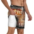 thumbnail image 2 of Kdxio Hand Drawn Vintage Coffee Print Men'S Swim Trunks With Compression Liner 7 Inch Inseam Quick Dry Swim Shorts, 2 of 7