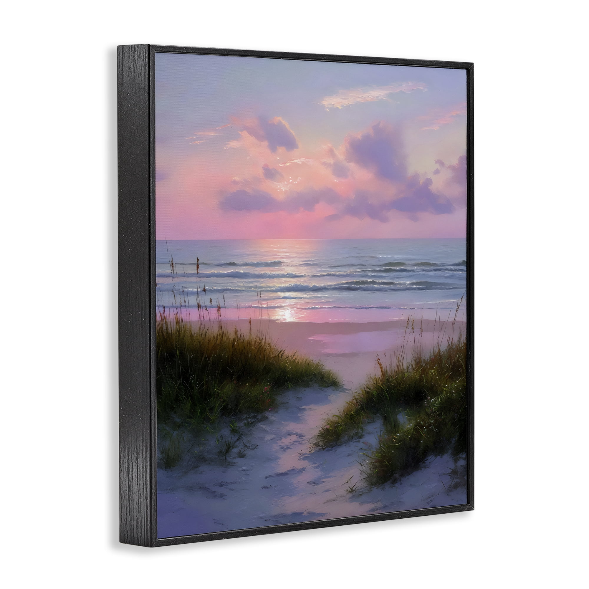 Stupell Industries Romantic Beach Sunset in Pink Black Framed Giclee Art, design by Franklyn Gregory