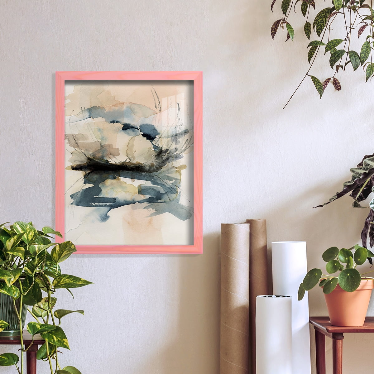 Winter Shoal I - Framed Print w/glass - Sunset Pink