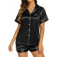 thumbnail image 4 of Silk Pajamas Womens Short Sleeve Sleepwear Soft Satin Button Down Loungewear 2 Piece Pjs Shorts Set S-XXL, 4 of 4