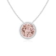thumbnail image 1 of Angara Collier en Morganite Naturel - Pendentif Solitaire Rond en Morganite avec Lunette en Platine pour Femmes, 1 of 8